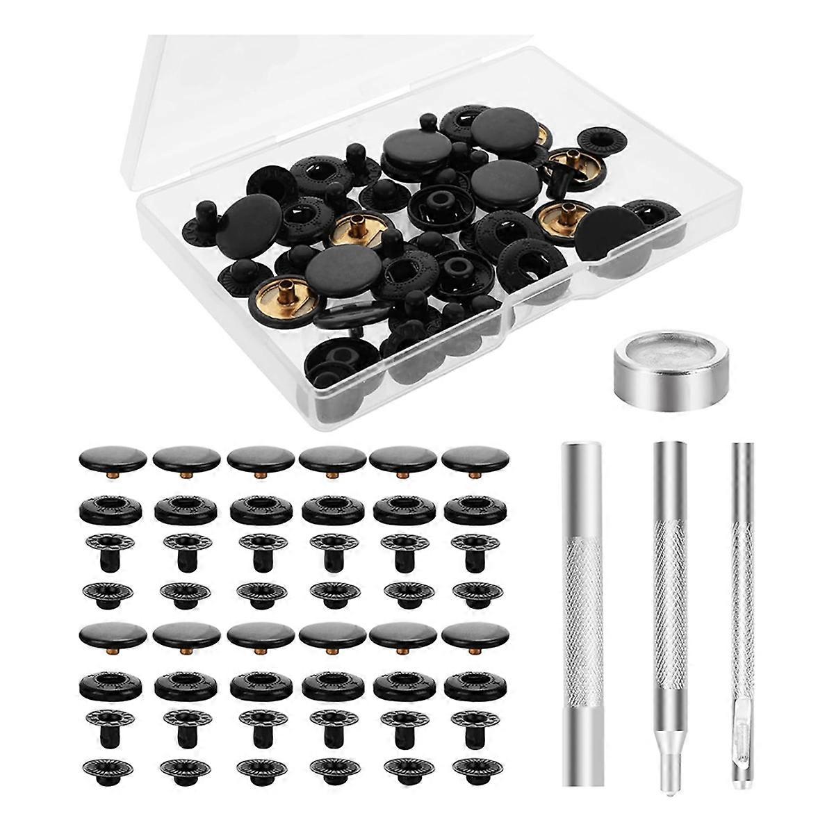 12 sets drukknopen kit 15 mm drukknopen voor leer drukknopen kit met 4 setter tools leren klinknagelset voor kleding