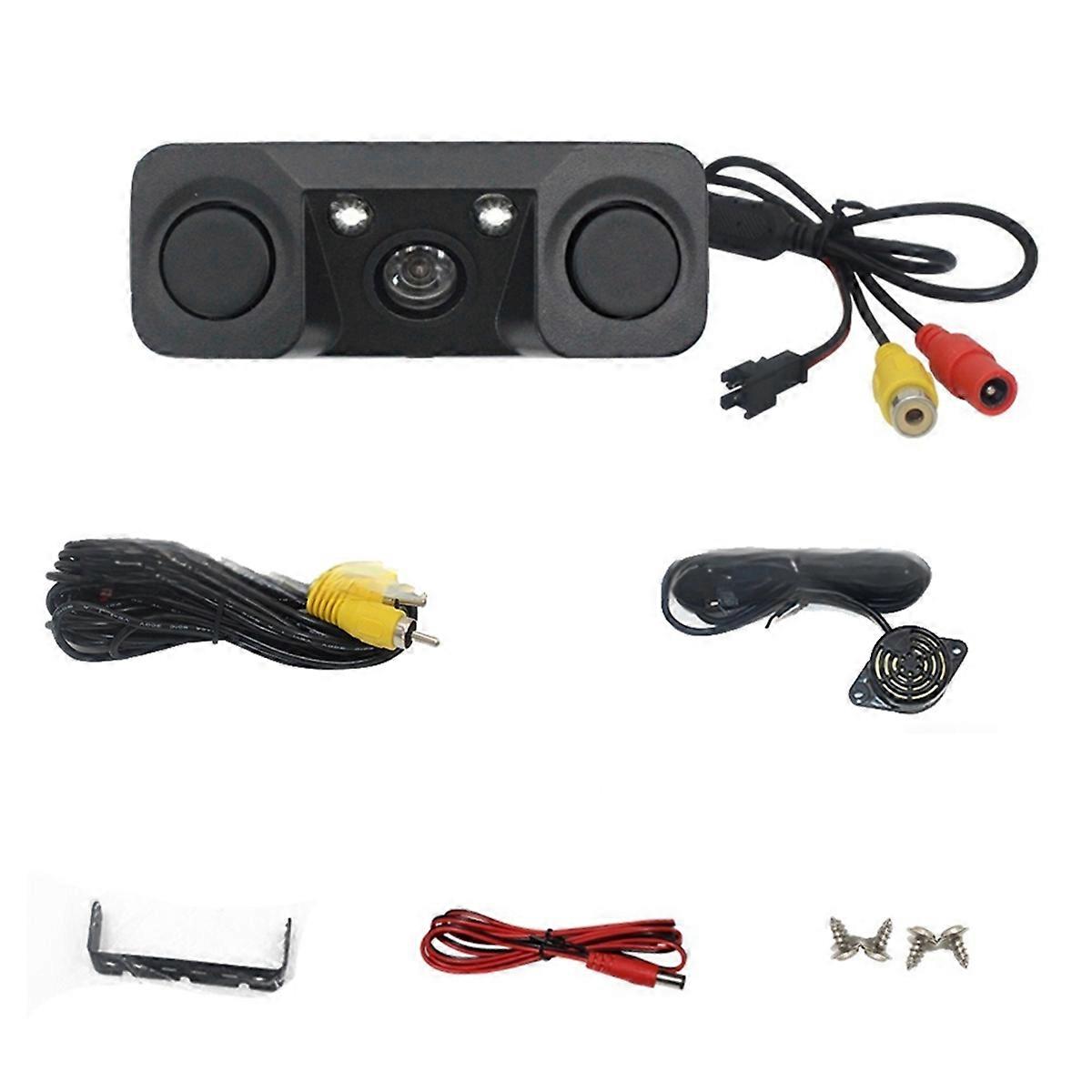 CCD Car Rear View Camera 3-in-1 Parking Radar Detector Sensor Night Vision LED,Radar to Navigation