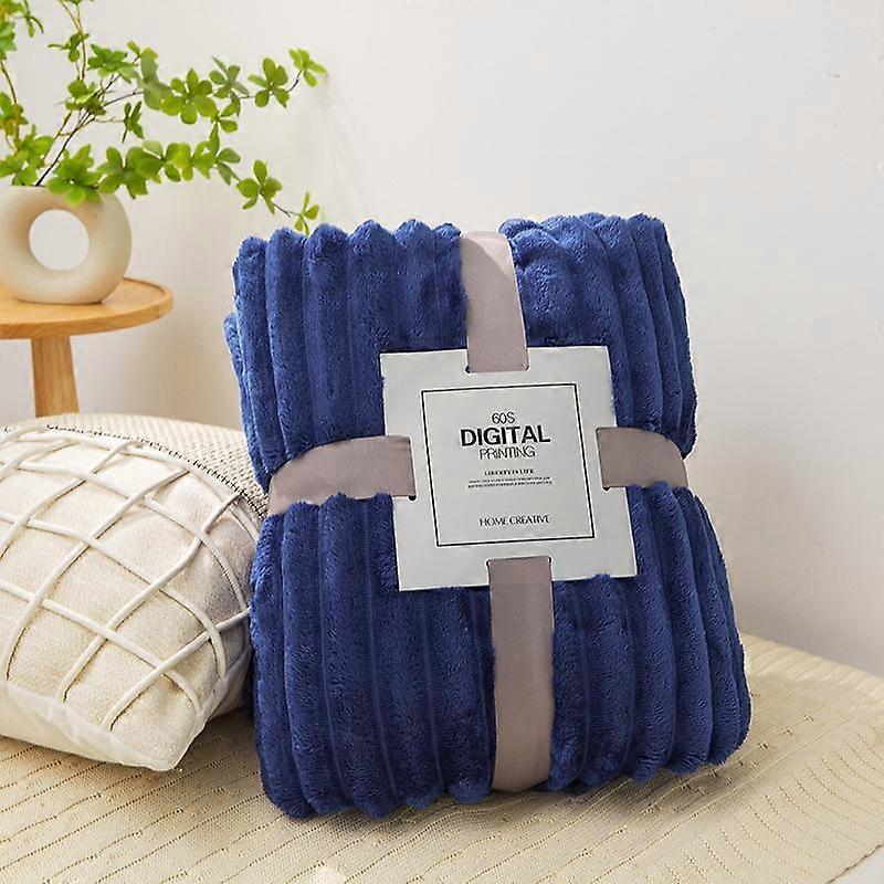 1PC Solid Color Warm Thickened Car Plush Double-Sided Rabbit Fleece Blanket Office Pet Blanket Super-Soft