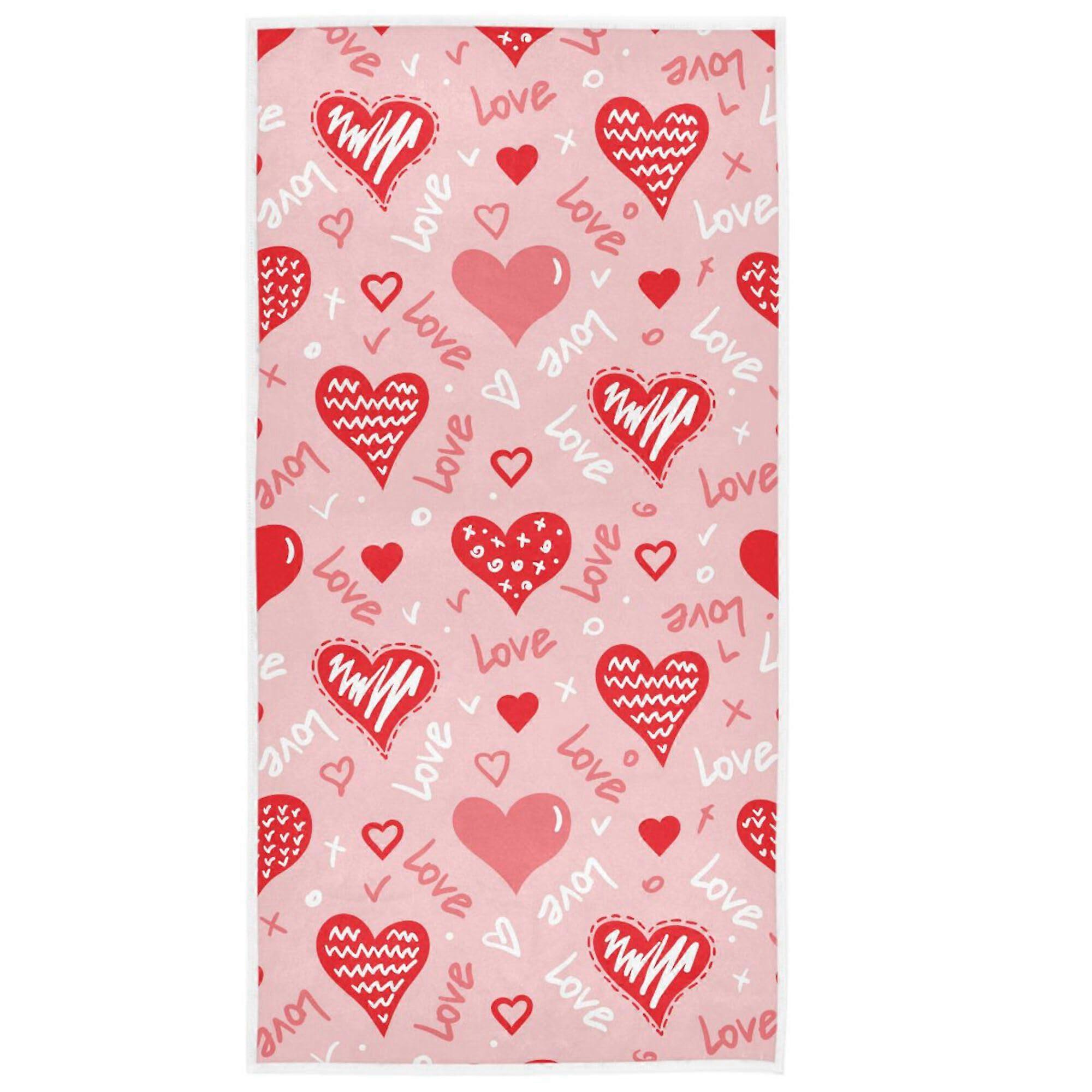 Valentine's day fingertip towels red heart design 16x30 inch