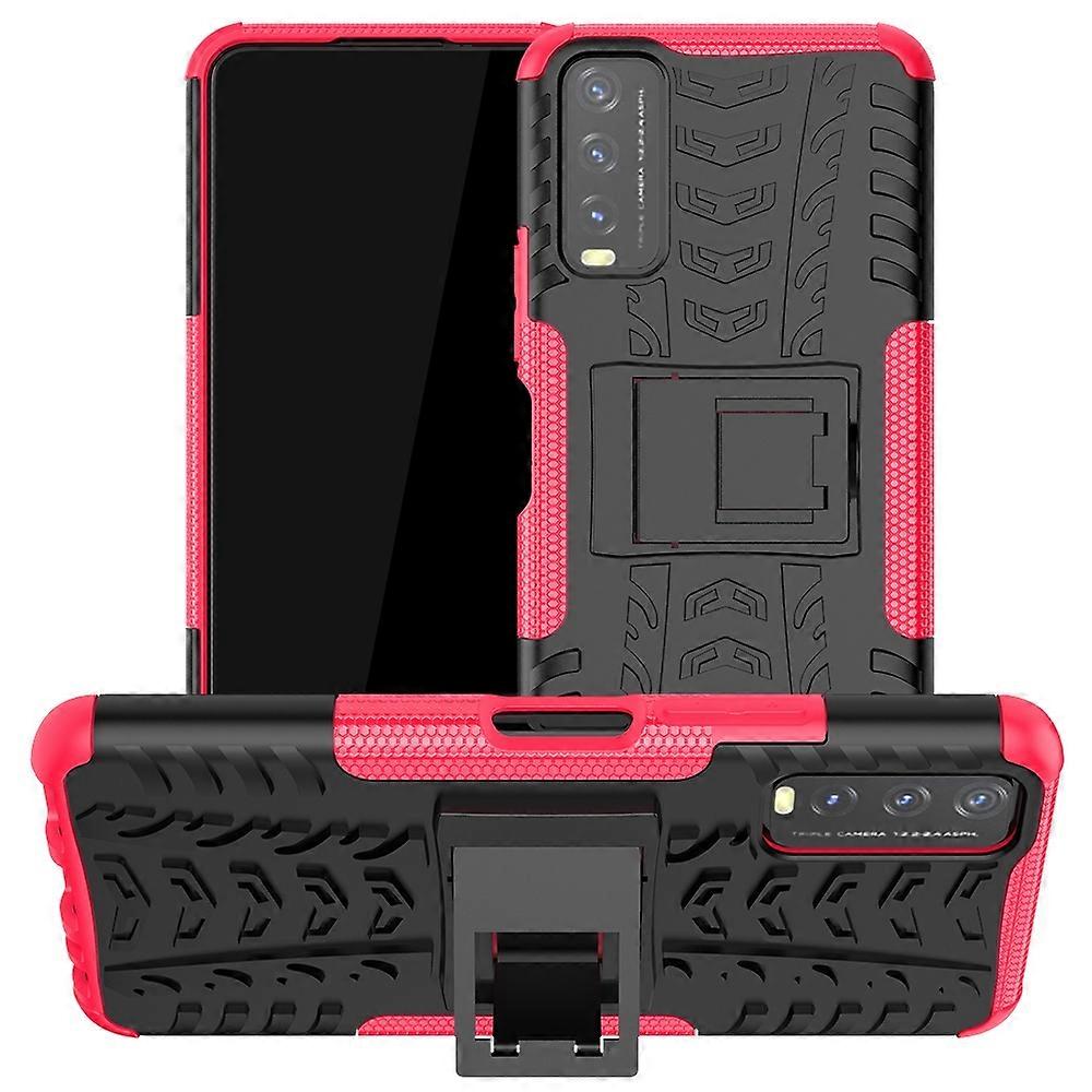 For vivo Y20 Tire Texture Shockproof TPU+PC Protective Case with Holder
