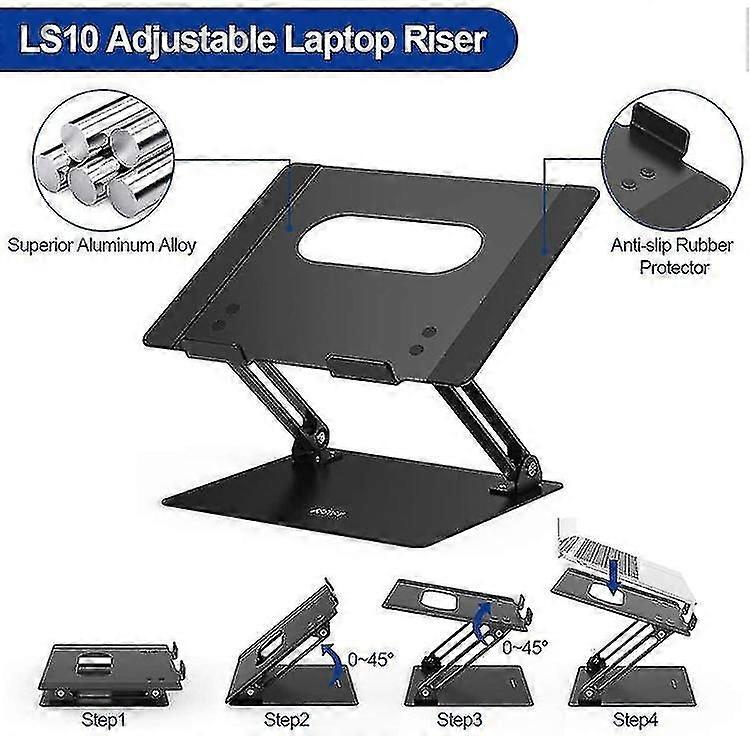 Laptop Stand Ergonomic Aluminium Computer Elevator Multi-angle Laptop Riser With Heat-vent Adjustabl