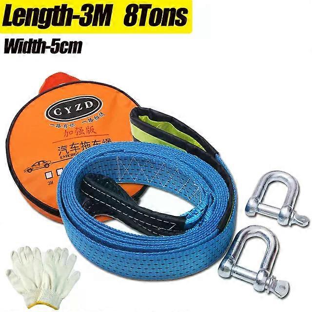 Car Tow Strap Hook Racing Auto Winch Rope Nylon 5M 8Tons Towing cable Strap Belt Heavy Duty Off Road recovery Accessories Metal MAXP