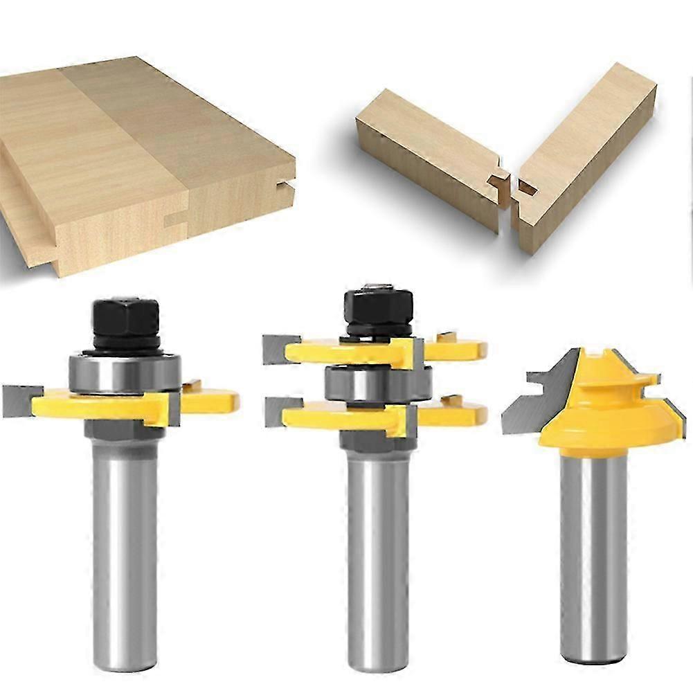 3 Pc 12mm 1/2 Tongue & Groove Joint Assembly Router Bit 1Pc 45 Degree Lock Miter Route Set Stock Wo,pcy