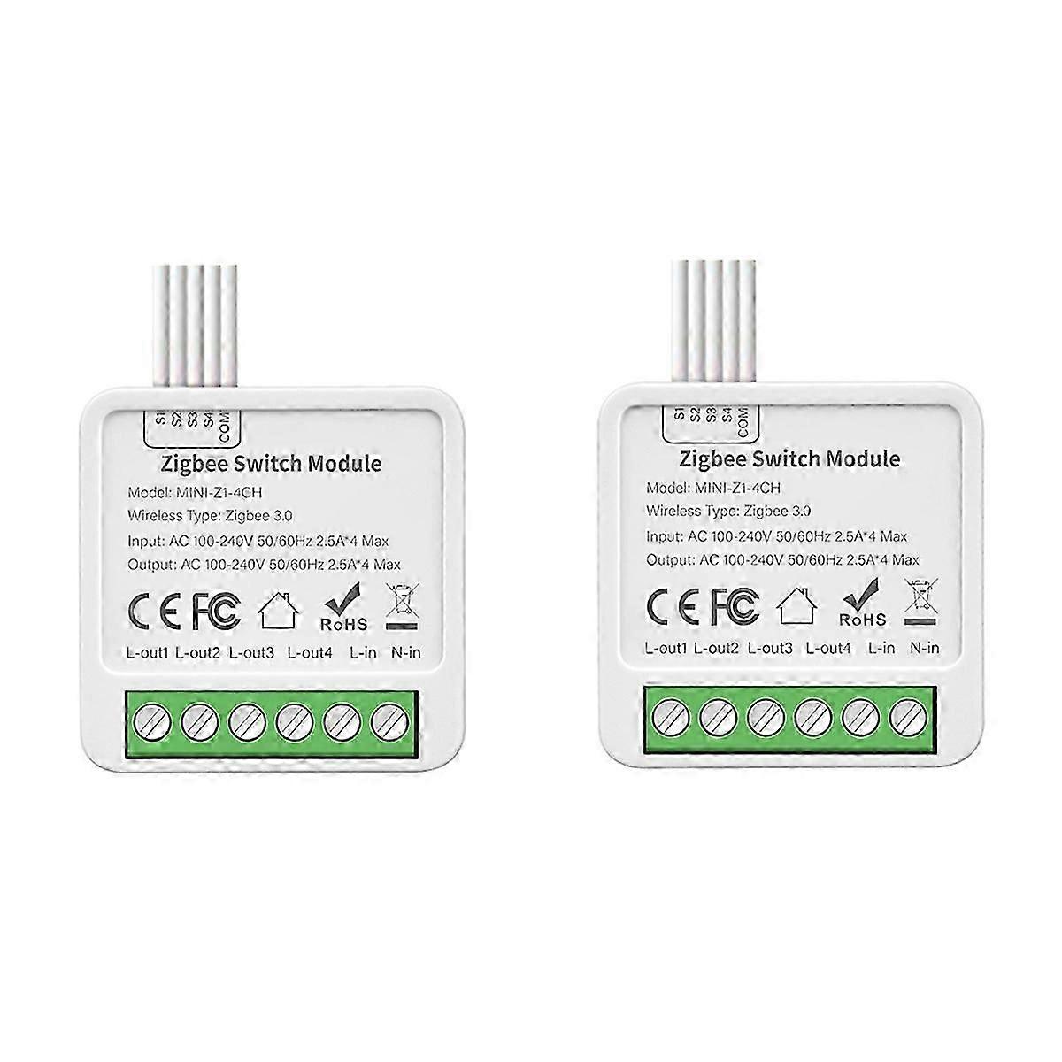 ZigBee Relay Switch Module 4 Channels AC100-240V on/Off Switch Smart Home Switch Mini Dark Box Switch