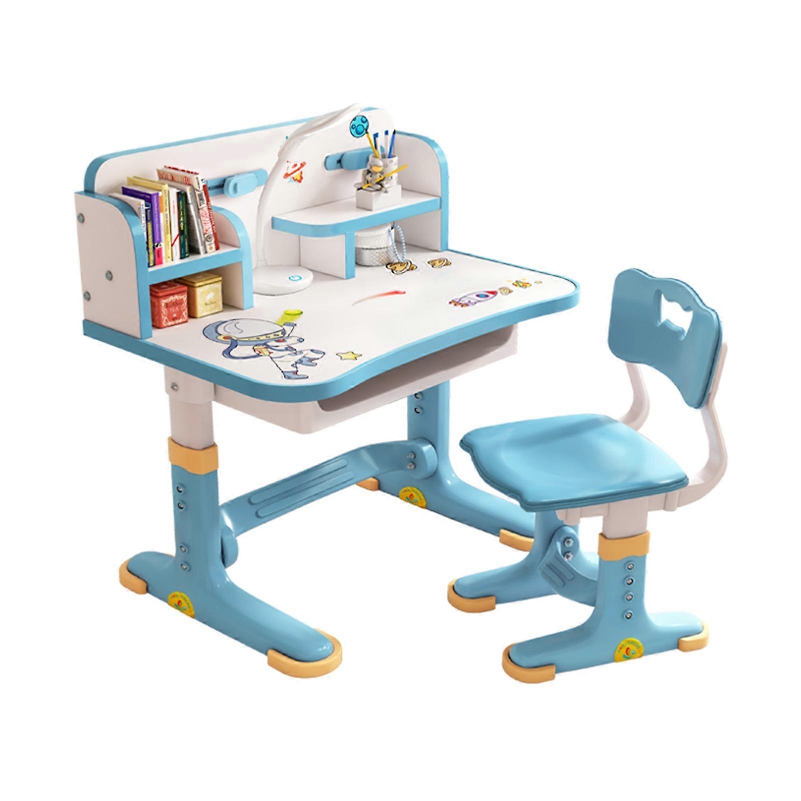 Kids Adjustable Height Study Table with Drawer and Cartoon Pattern