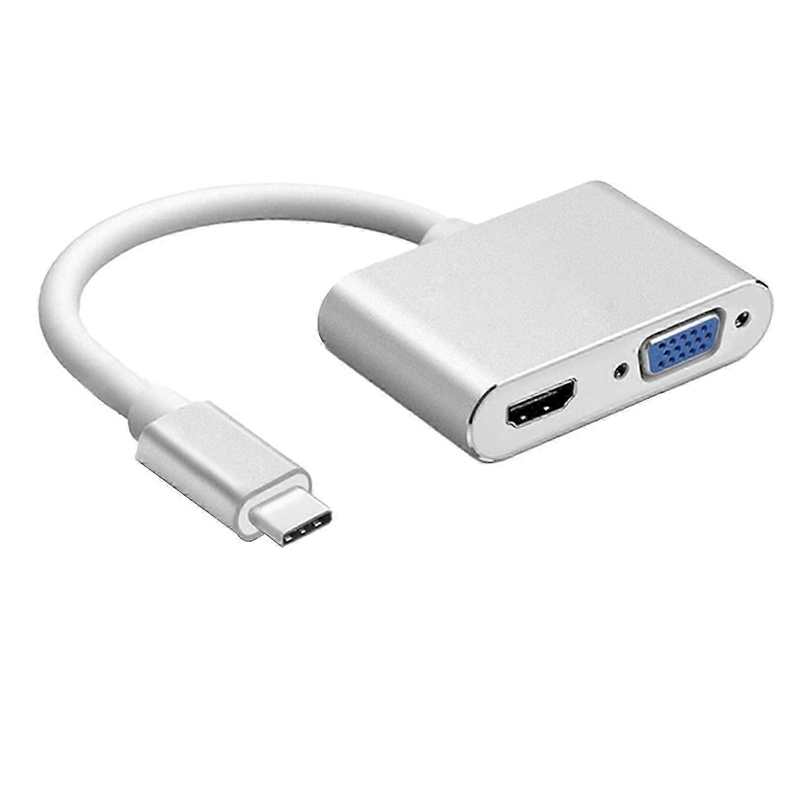 Type C USB C to VGA HDMI-compatible Adapter 2 in 1 Portable Converter Docking Station for Computer