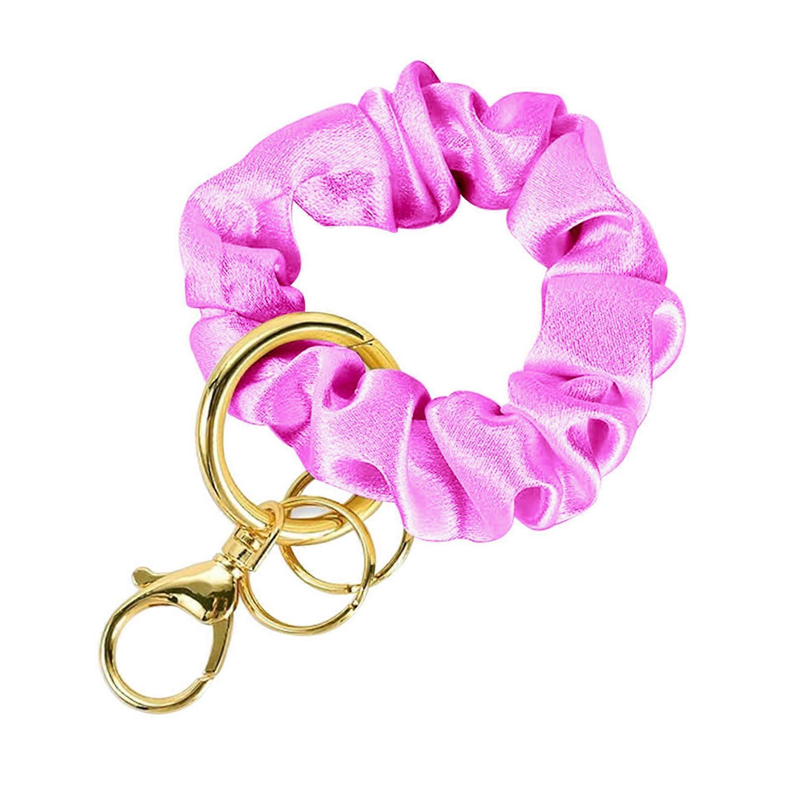 Unisex Wrist Keychain Hair Elastic Stylish Key Ornament Practical Key Jewelry Keyrings Suitable for Various Occasion Pink