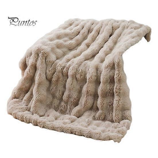 Winter Throw Blanket Thickened Fuzzy Plush Bubble Design Cozy Warm Quilt Bedroom Living Room Office Home Bed Sofa Faux Rabbit Fur Blanket