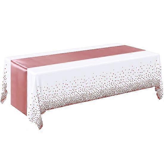 1 Set Table Cover Silky Smooth Printing Wrinkle Free Unfading Table Decoration Waterproof Tablecloth And Satin Table Runner Set Home Use