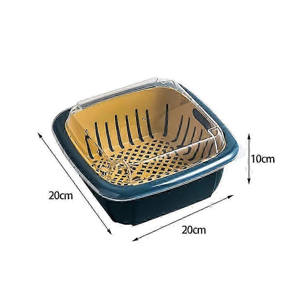 Kitchen Colander with Lid Household Double Layer Basket Multifunction Storage Containers for Fruits Vegetable