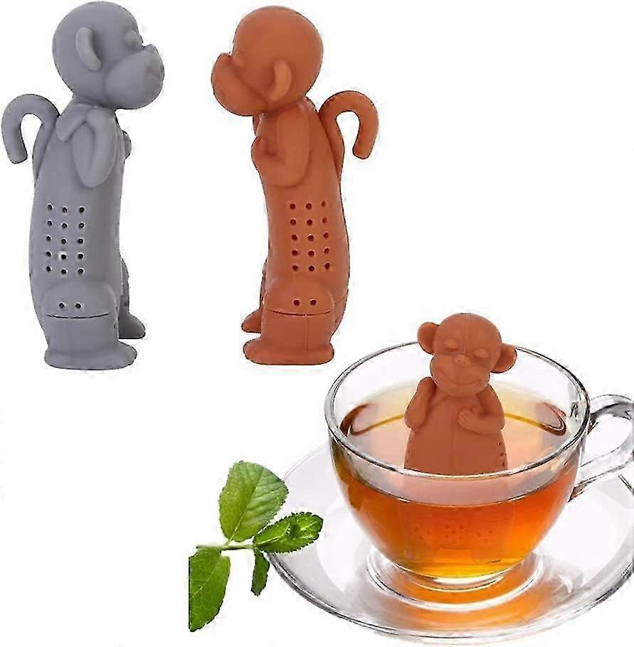 Tea Filter 2pcs Silicone Cute Cartoon Monkey Tea Strainer Infuser