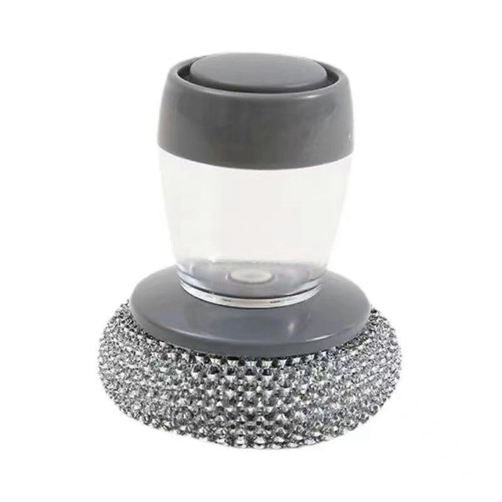 Automatic Liquid Washing Brush with Replaceable Head Built-in Soap Dispenser Ergonomic Design Pot Brush Kitchen Cleaning Tool