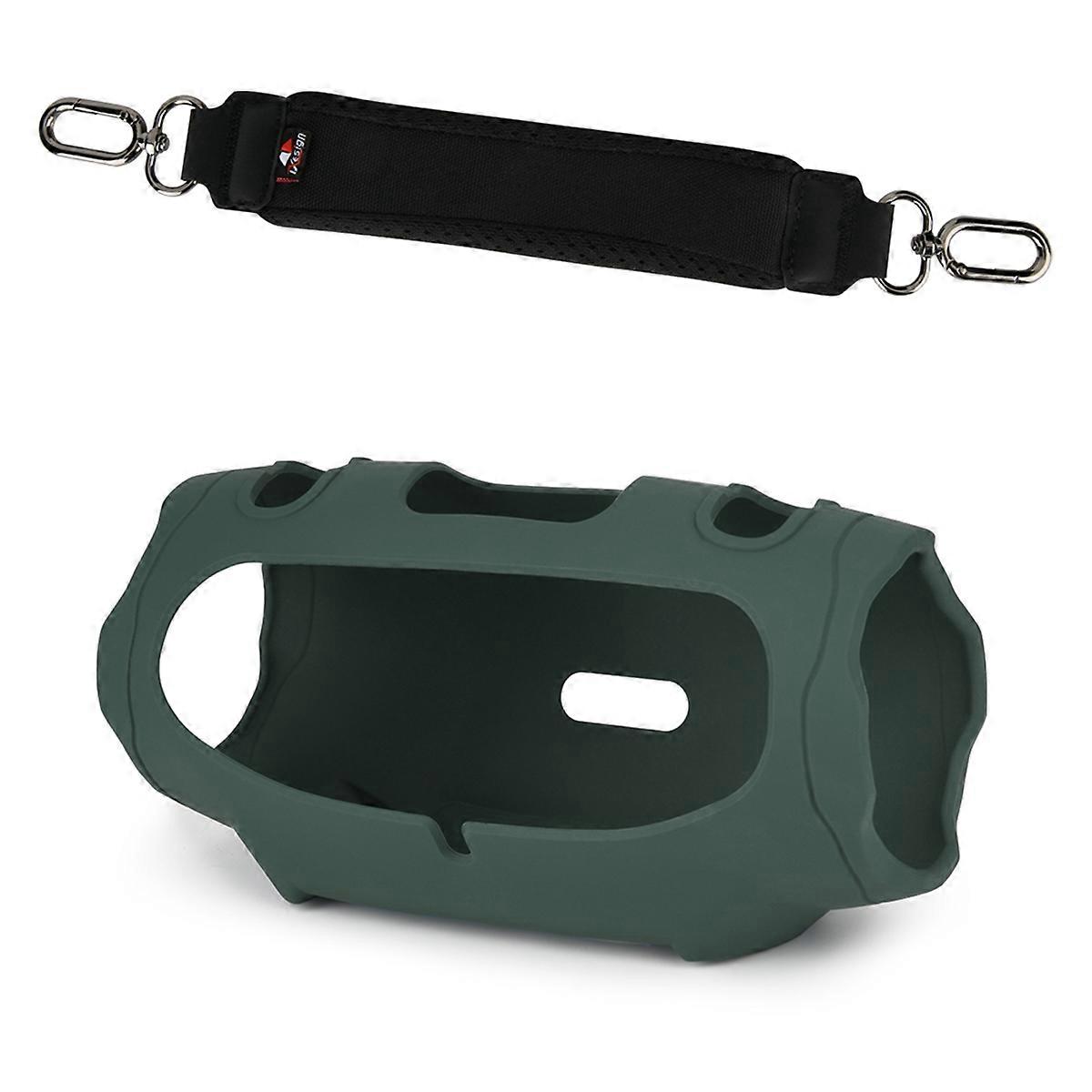 Speaker Silicone Protective Case Portable Travel Carrying Case with Adjustable Shoulder Strap for Xtreme4 Green