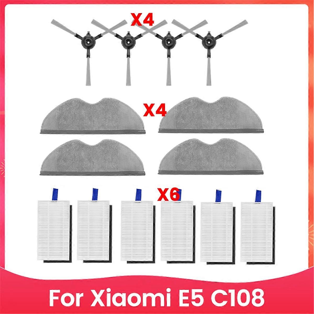 14PCS for Xiaomi E5 C108 Robot Vacuum Cleaner Parts Washable Side Brush Mop Cloth Filter Replacement
