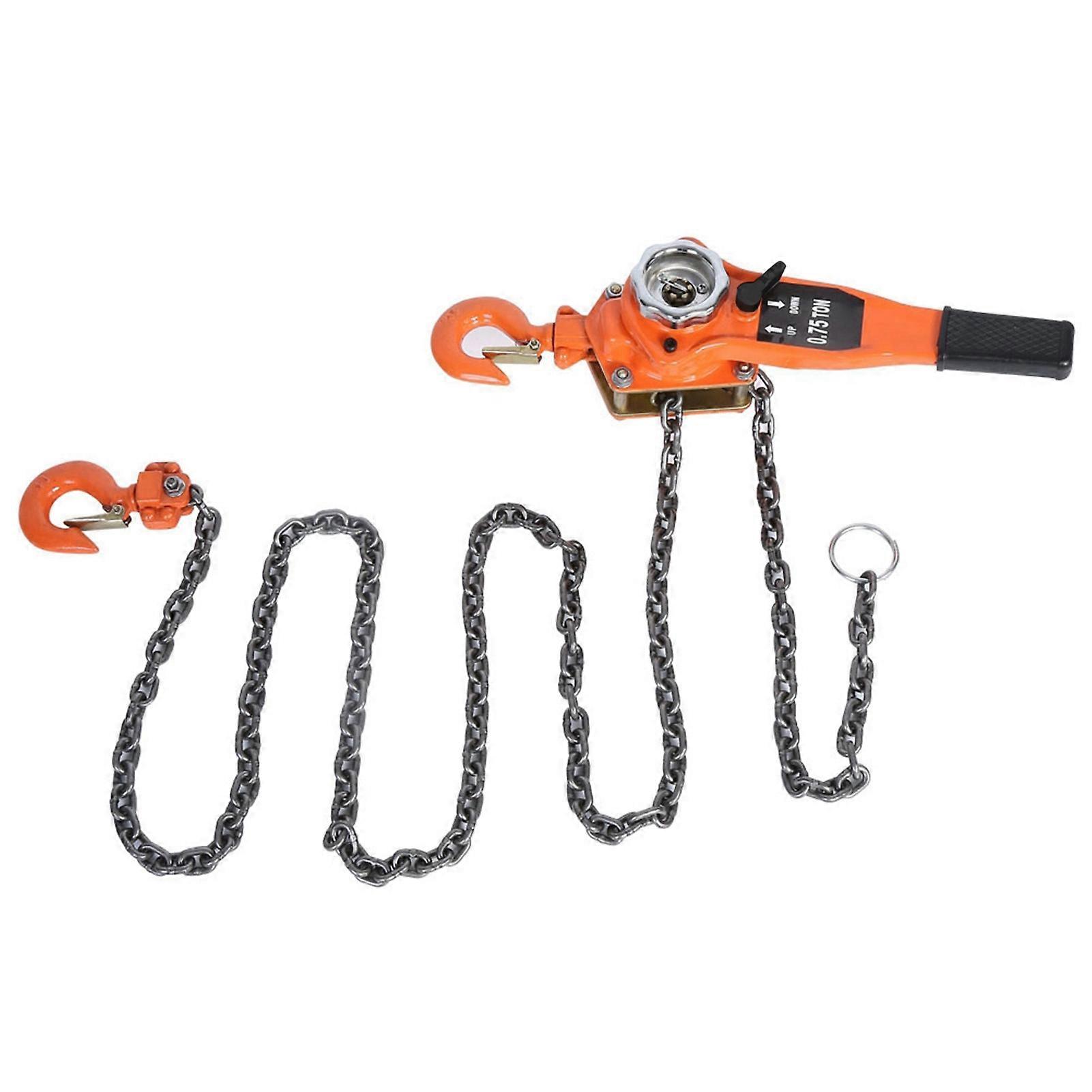0.75 Ton Orange Chain Block Hoist Ratchet Lever Pulley Lifting Tool with 3 Meter Chain Durable Heavy Duty Load Lifter