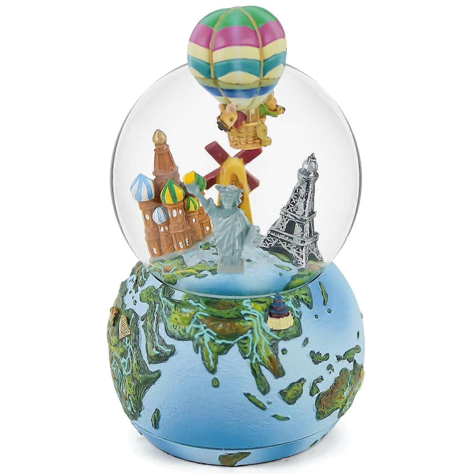World Travel Globe Themed Snow Globe for Girlfriend Travel Enthusiasts