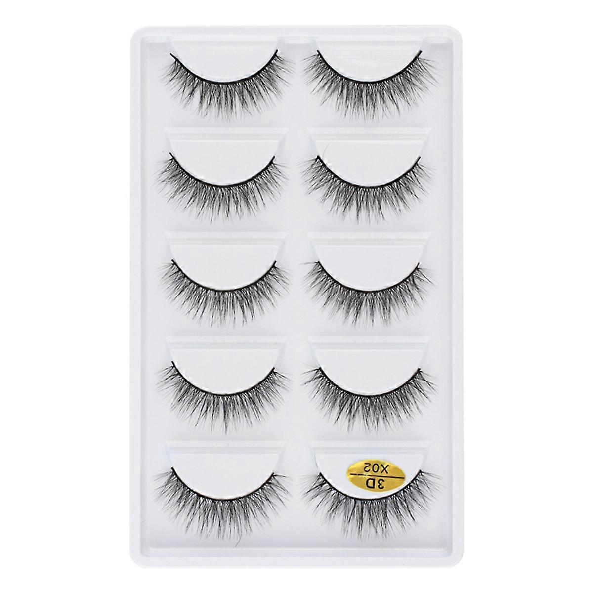 3DX-02 5 Pairs Natural Soft 3D Handmade Fake Eye Lashes Faux