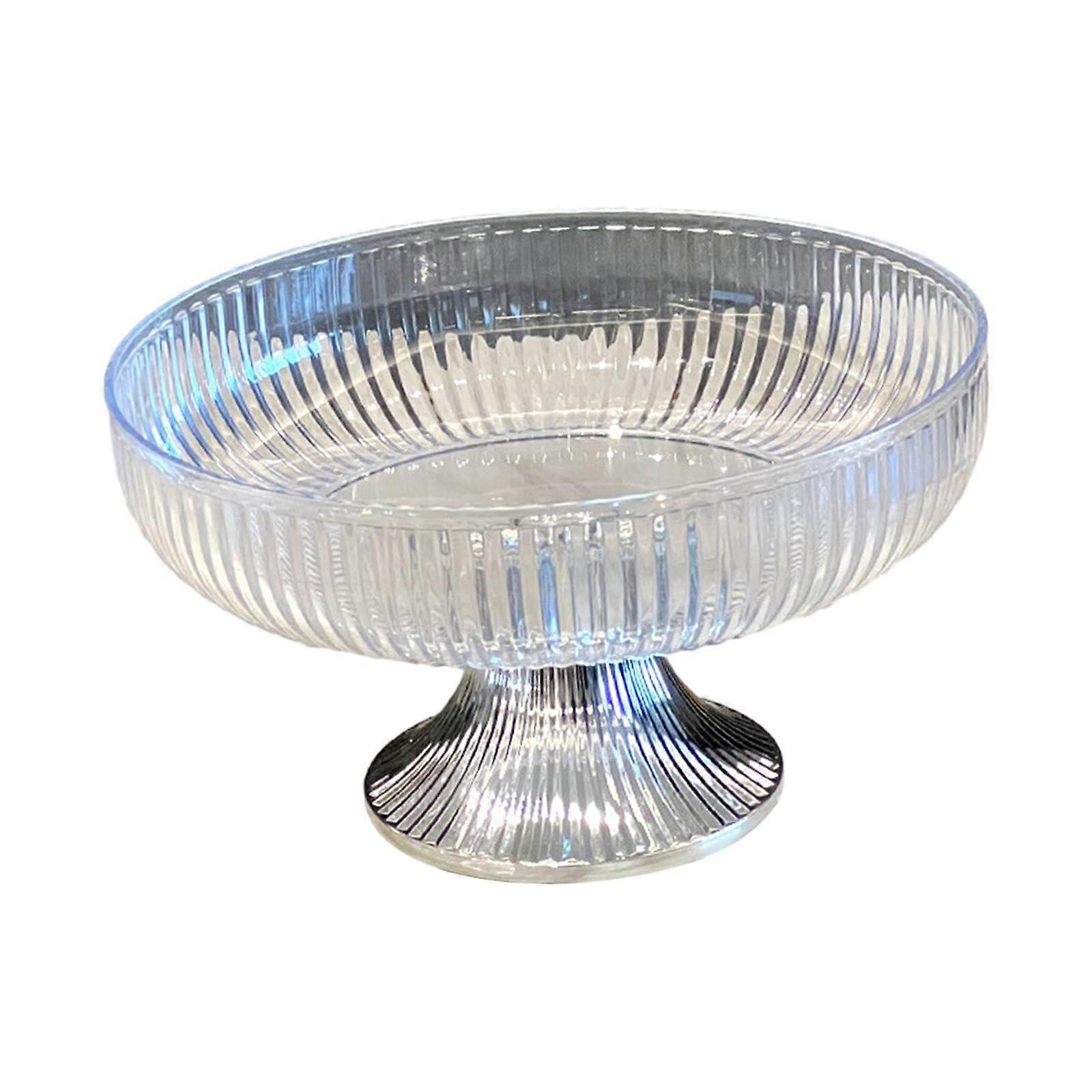 Decorative Fruit Bowl Clear Silver Pedestal Bowl Nordic Style for Living Room Counter Vegetable Holder 12 Inch