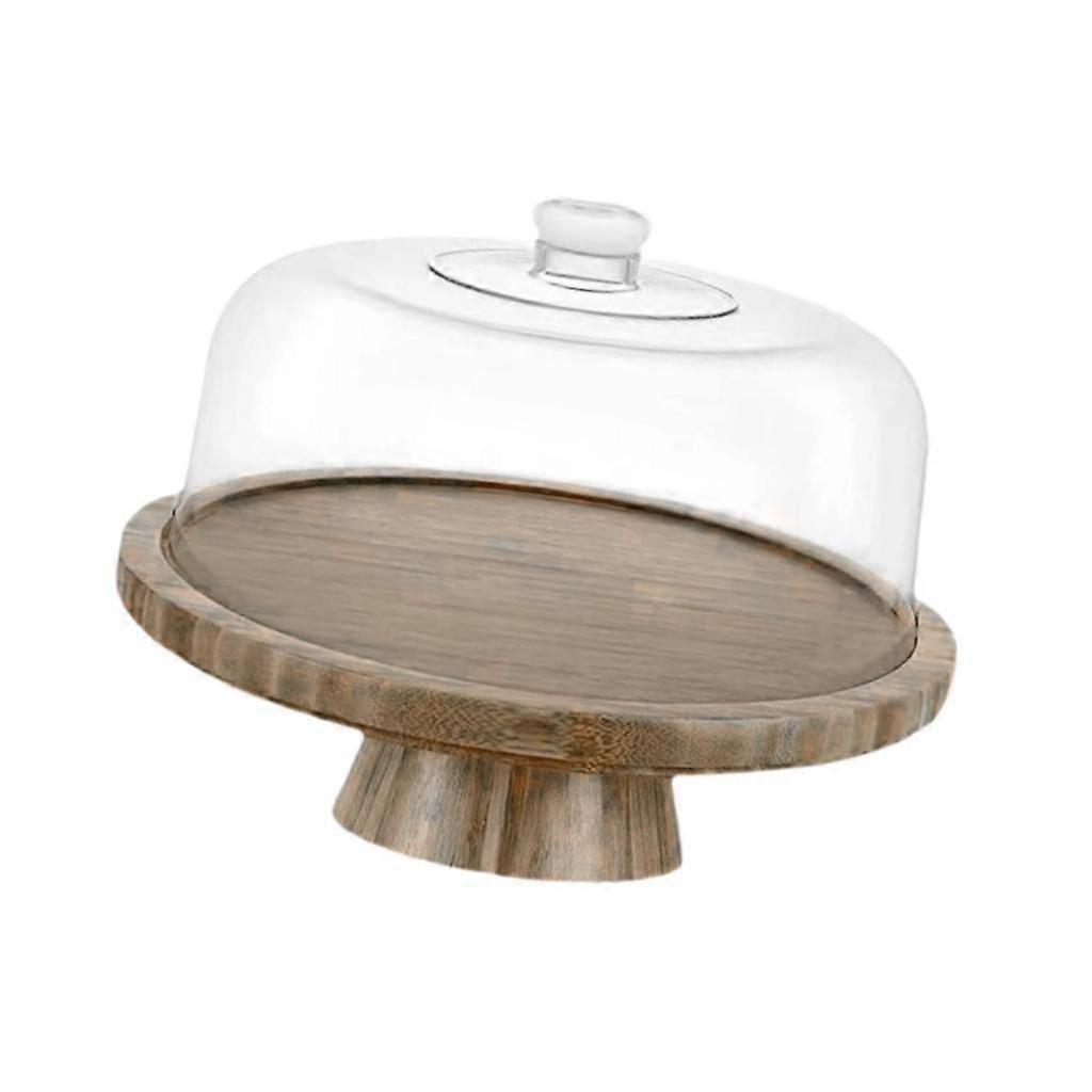 Ahşap Kek Standı Kapaklı Yuvarlak Kek Tutucu Cips Dips Peynir Tatil için