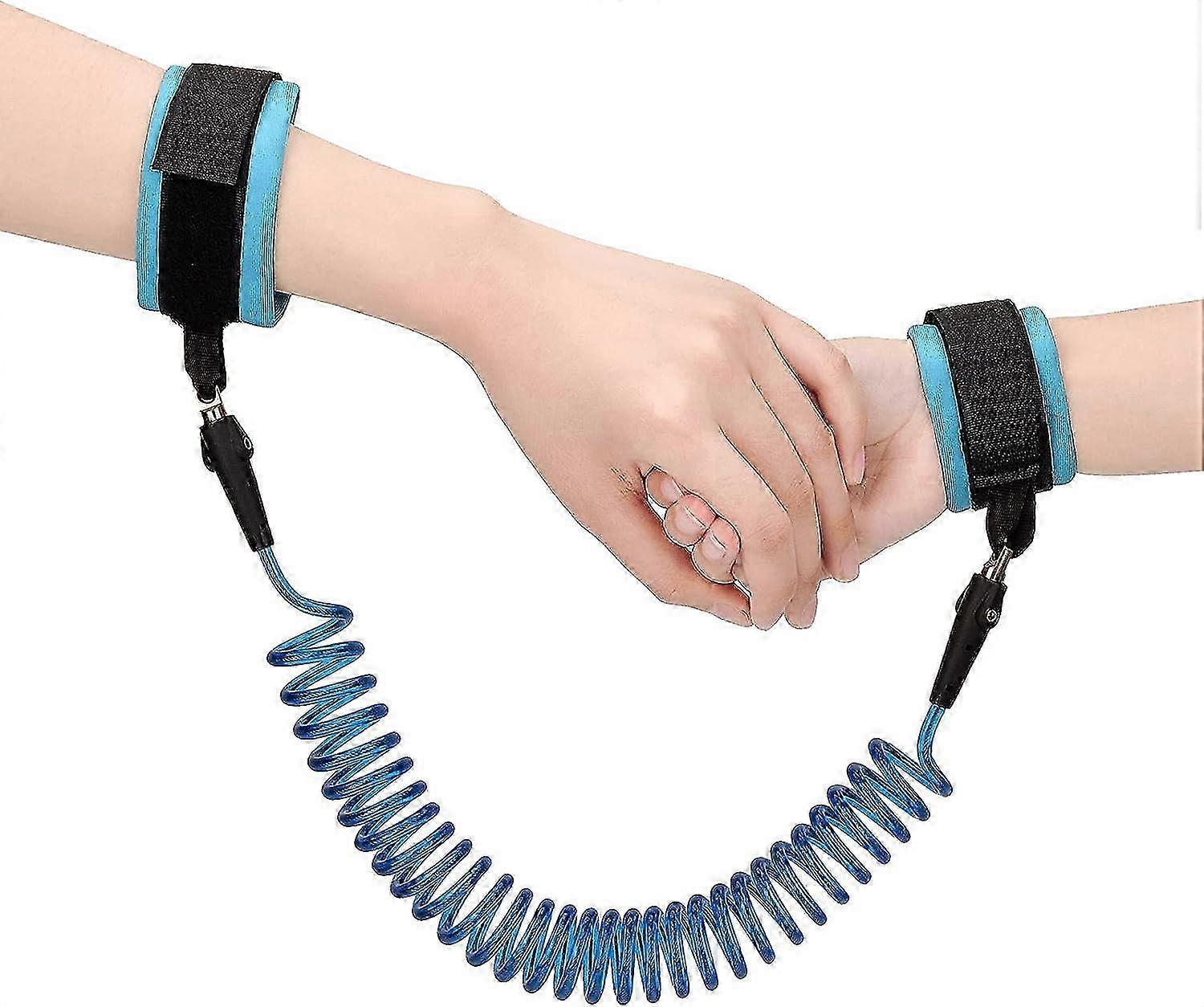 360-degree Rotatable Security Elastic Wire Rope Wristband with Anti-Lost Baby Toddler Reins Safety Leash for Walking (Blue)