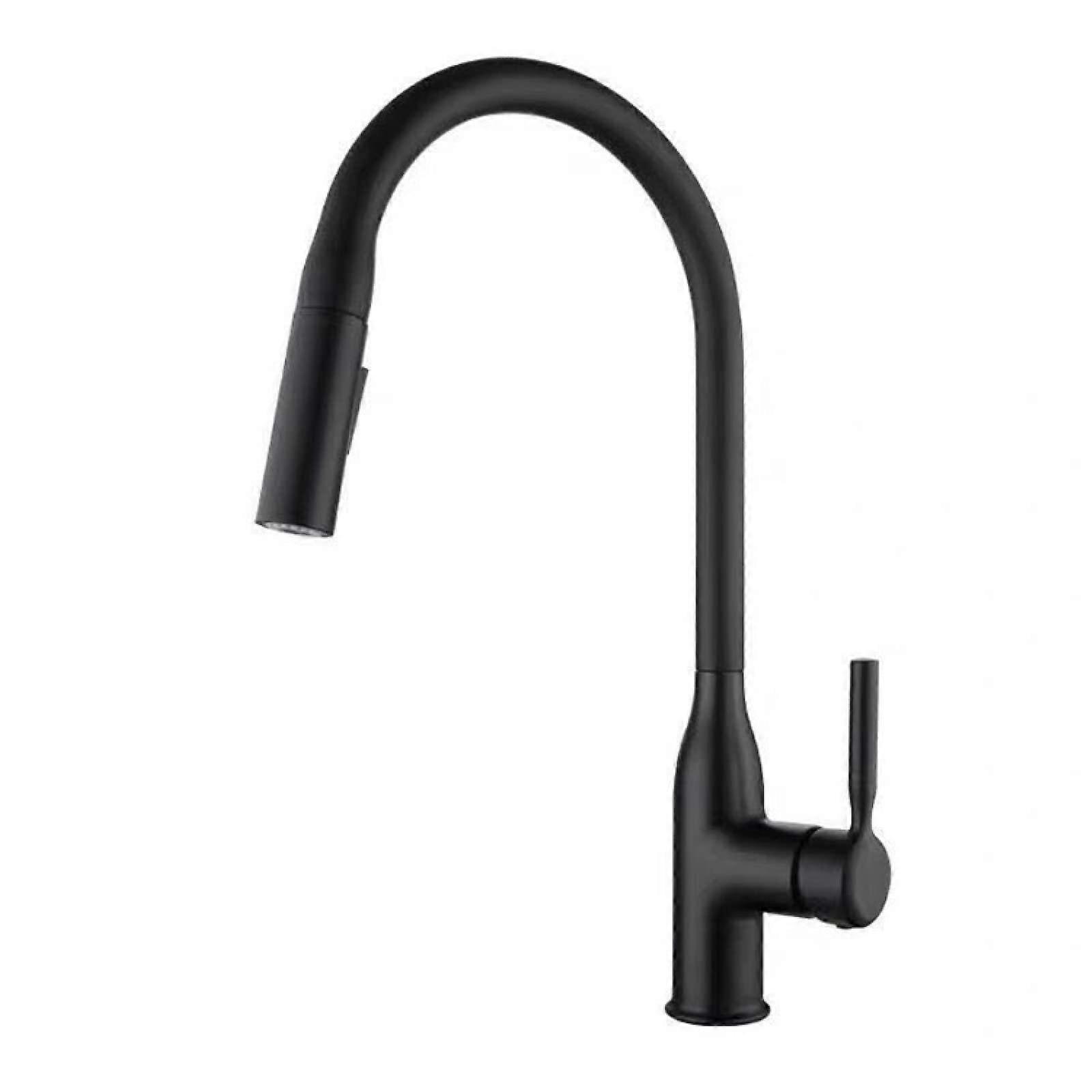 Pull Out Kitchen Faucet with 2 Water Outlet Modes, 360° Rotatable, Hot and Cold Single Hole Black Sink Faucet