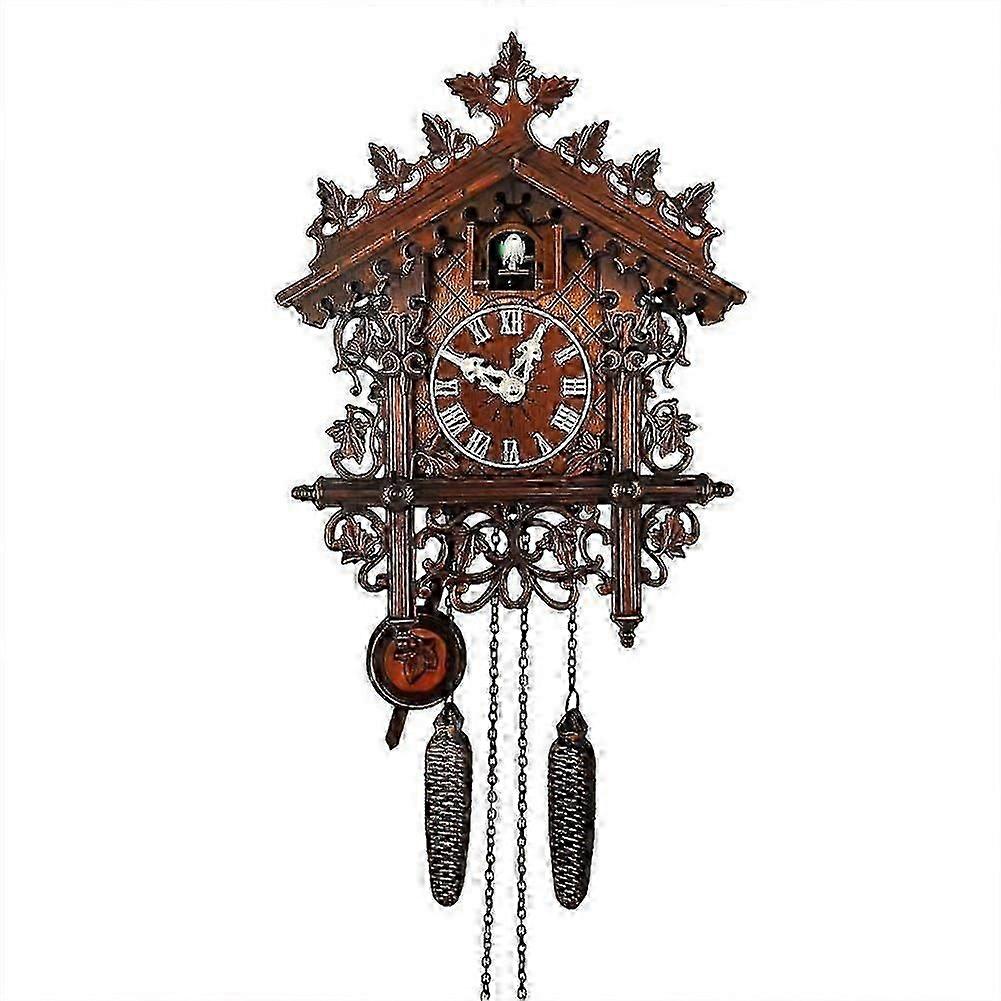 Large Handcrafted Wood Cuckoo Clock Every Hour Traditional Black Antique Chalet European Style Retro Mechanical House Pendulum