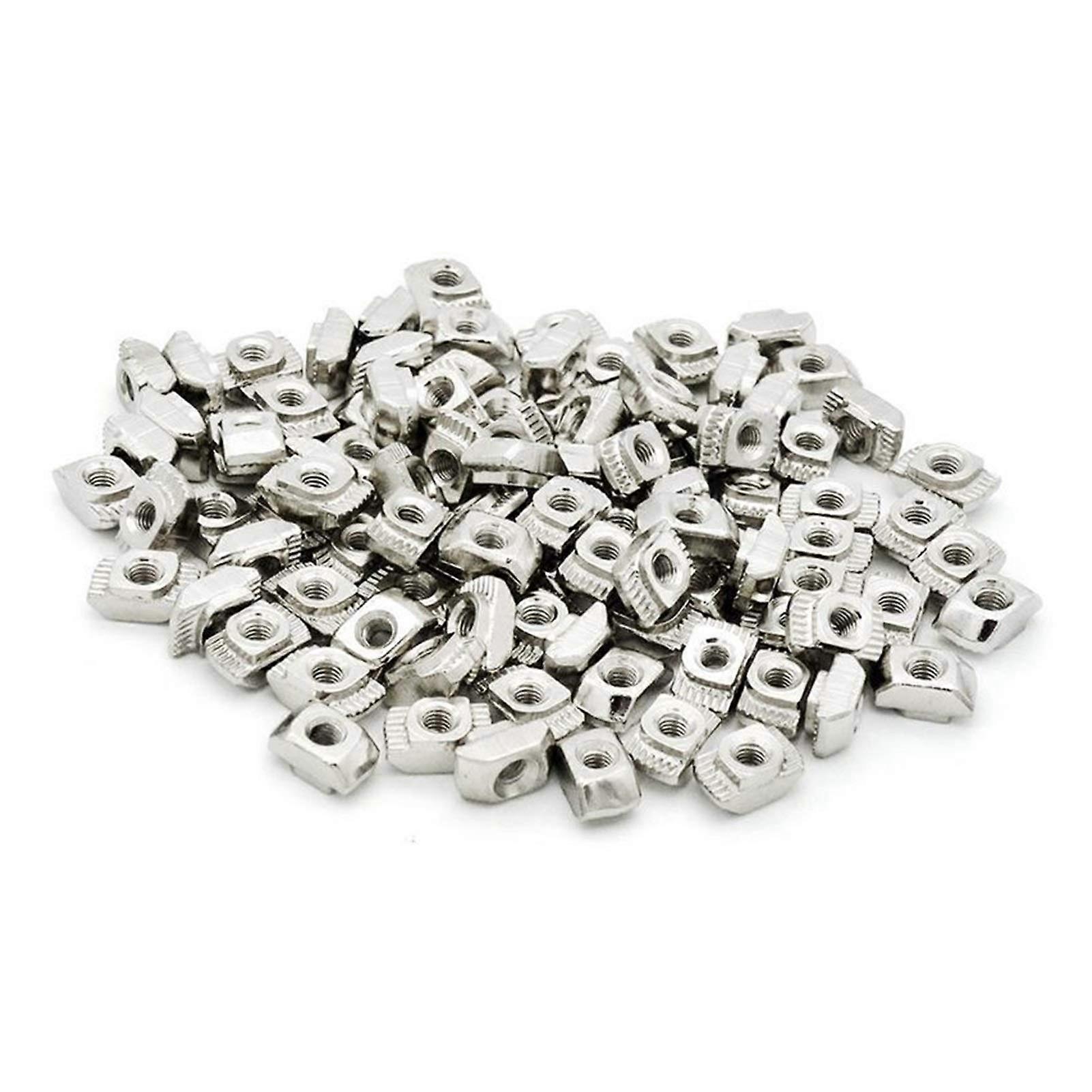 M5x10x6 T-Nuts 100pcs for 20/30 Series Slot, Sliding T Hammer Drop-In Nut, Compatible with Aluminum Extrusions