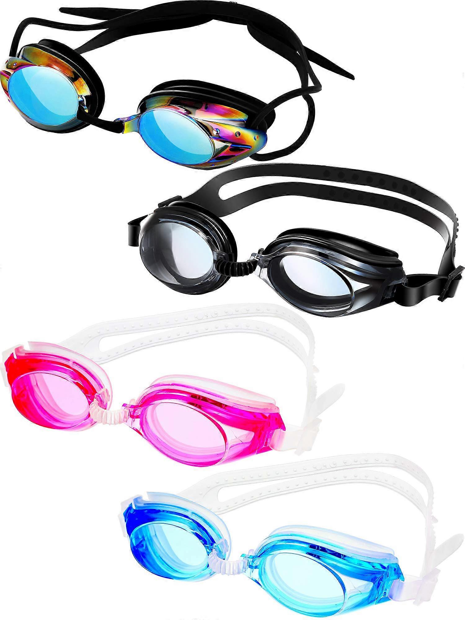 4 Pairs Triathlon Swim Goggles, Swimming Goggles Anti Fog Shatterproof Goggles, Assorted Colors