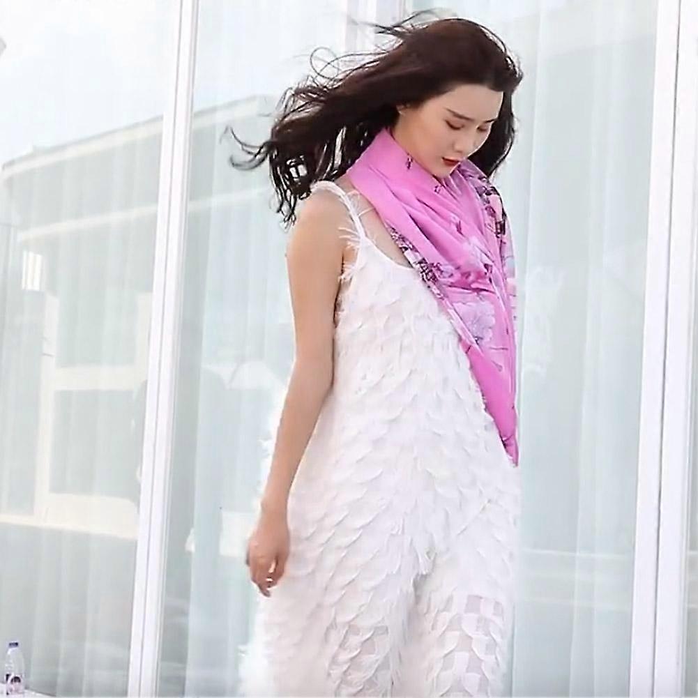 Dames Lange Chiffon Sjaal Vlinder Bloemenprint Soft Wrap Sjaal Zijde Dames
