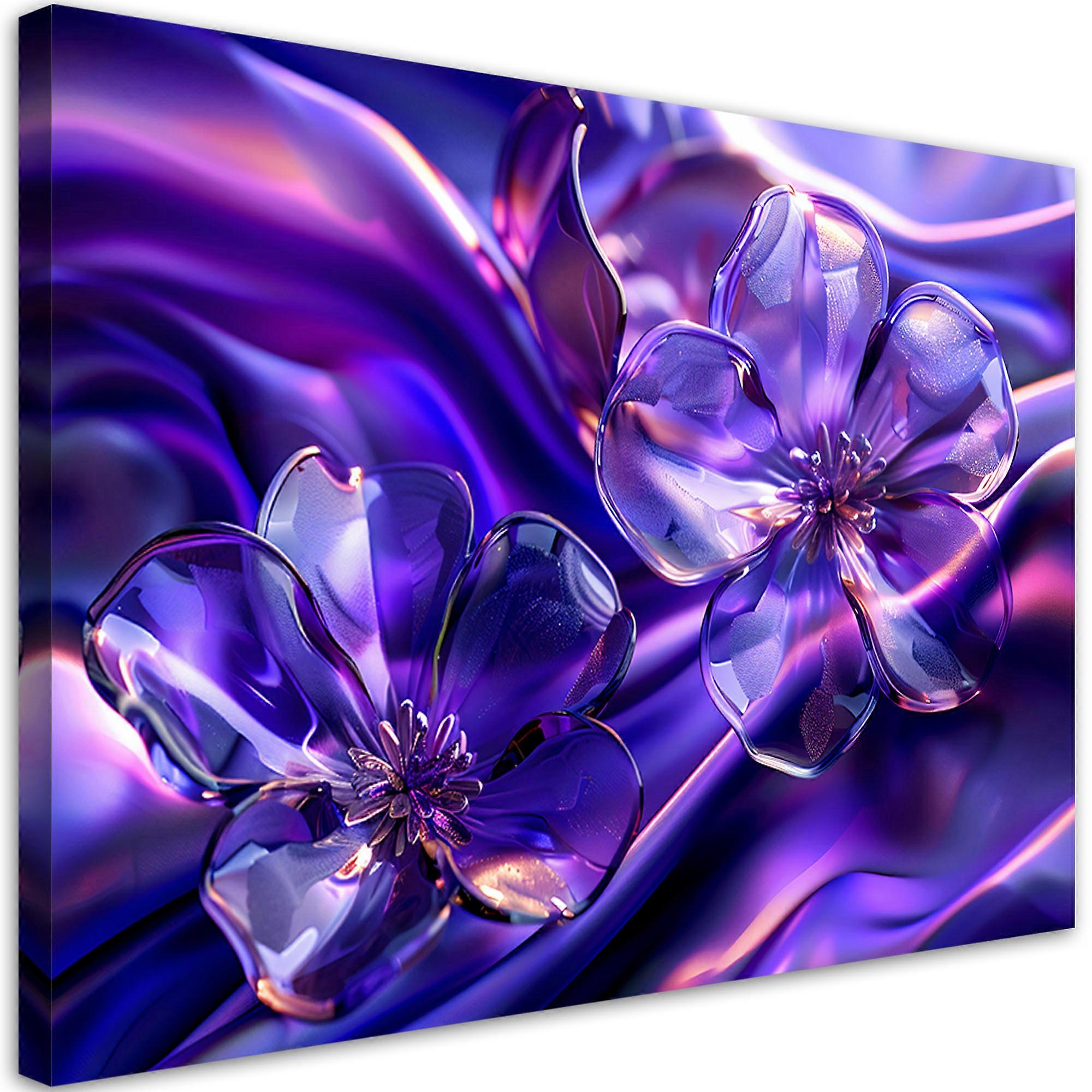 Impression sur toile, Fleurs en verre violet - 90x60