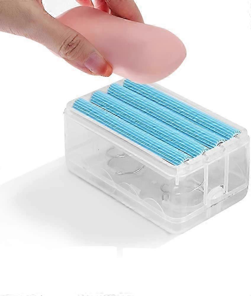 in 1 Multifunctionele Zeepkist, Schuimreinigingsrol, Zeepbakje, Zeepbakje, Multifunctionele zeepkist voor huishoudelijk gebruik, Milieubesparend, Stofdicht (Blauw)