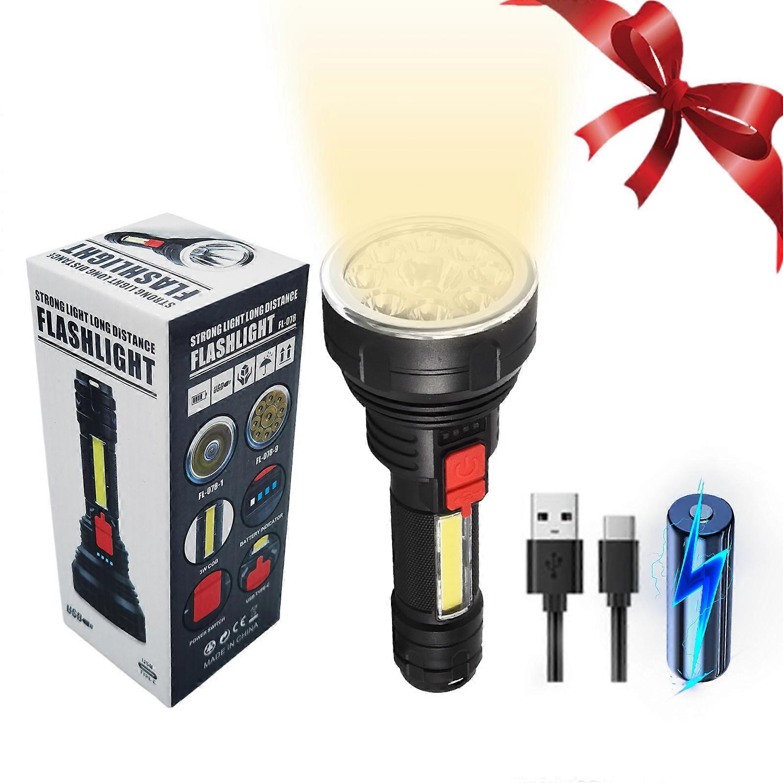 Strong Light LED Flashlight Super Bright Torch USB Rechargeable Lamp AA