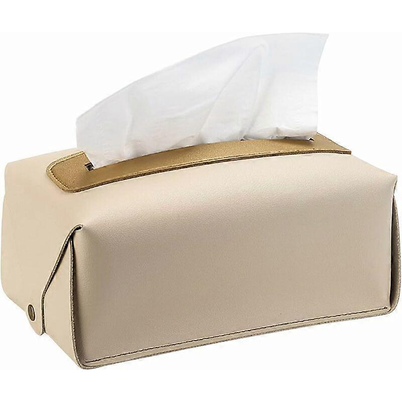 Tissue Box, Decorative Tissue Box, Rectangular Tissue Box, Tissue Dispenser, Creative Tissue Storage Box, Hanging, Beige, Leather, 12*24*8cmT-Audace