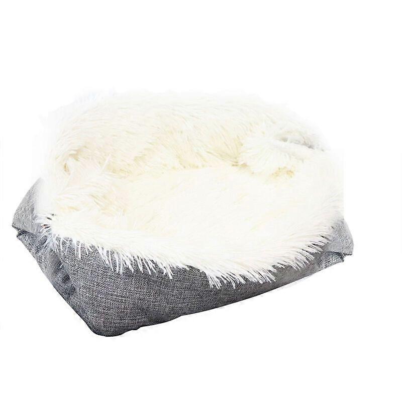 Kattesand matte høst og vinter dual-use kjæledyr søppelmatte (dual-use kull: hvit + grå plysj)