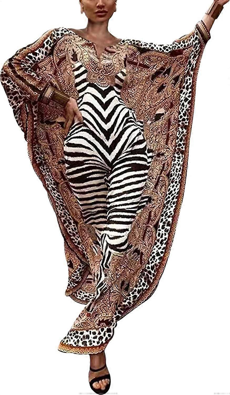 Over Sized Caftans Women's Turkish Caftan Wine Leopard Ethnic Print Plus Size Muslim Kaftans