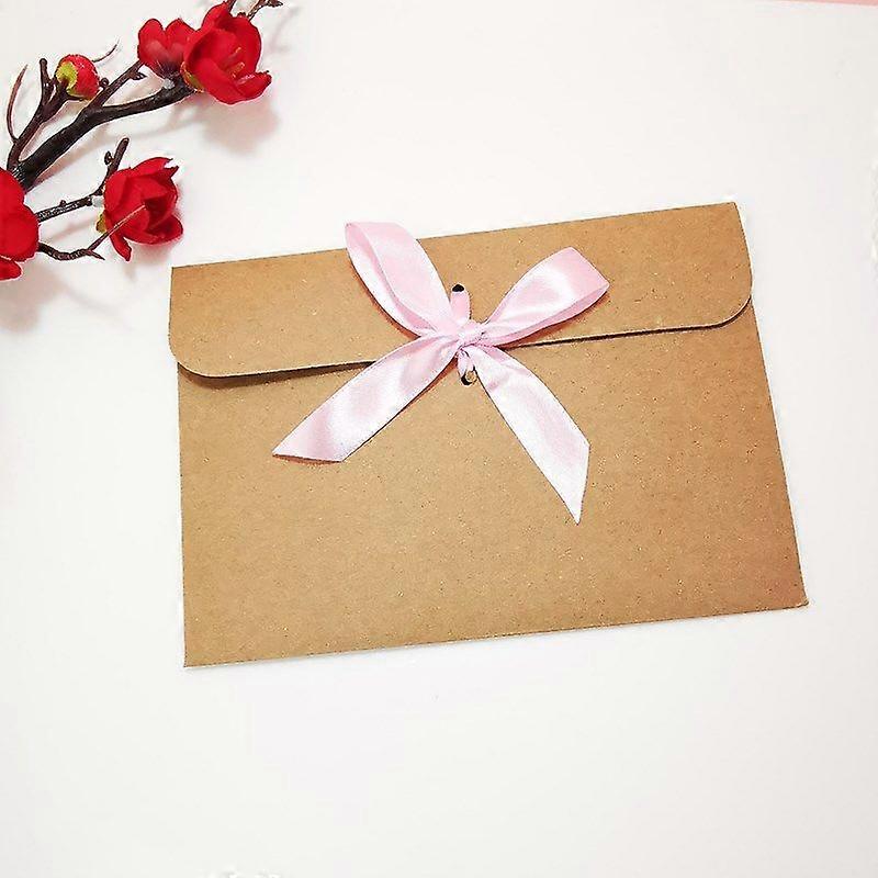 Kraft Paper Envelopes Retro Envelopes with Ribbons Greeting Card Envelopes for Handmade Invitations Letters 50pcsD-