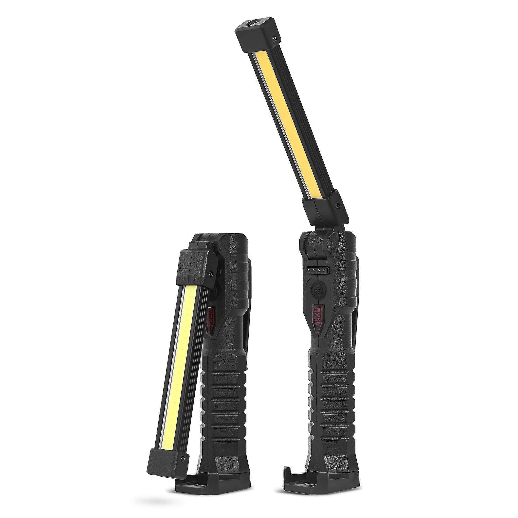LED Rechargeable Flashlight Worklight, Portable Magnetic Base Light, 180° Rotate, Ideal for Mechanics, BBQ, Automotive - 2 Pack