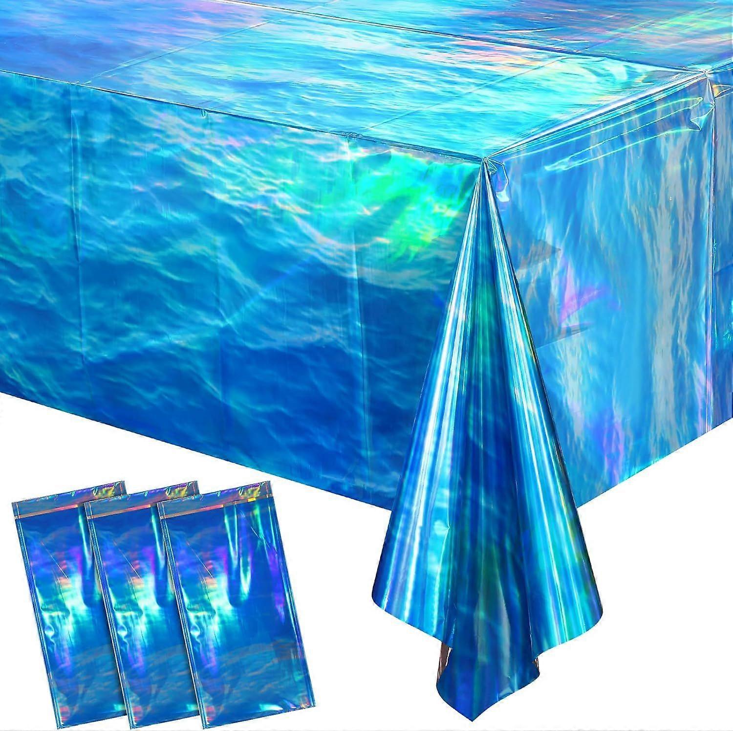 2025 Latest Model  3 Pcs Iridescent Ocean Waves Tablecloths Disposable Plastic