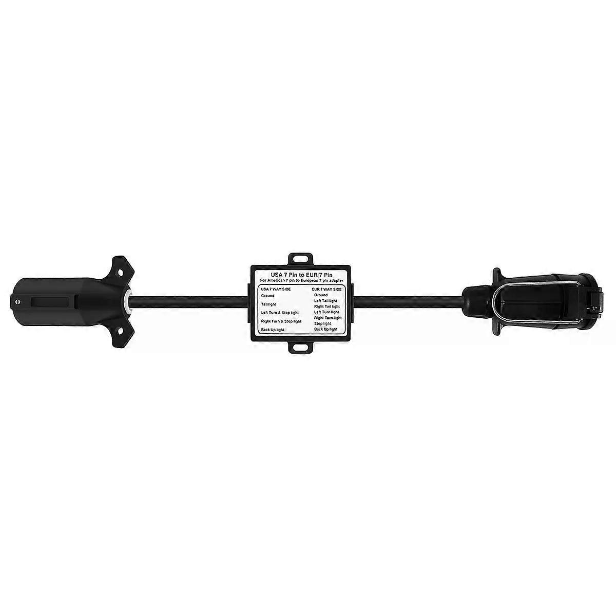 USA to EU Trailer Light Converter US 7-Way Blade Socket to EU 7-Pin Round Plug