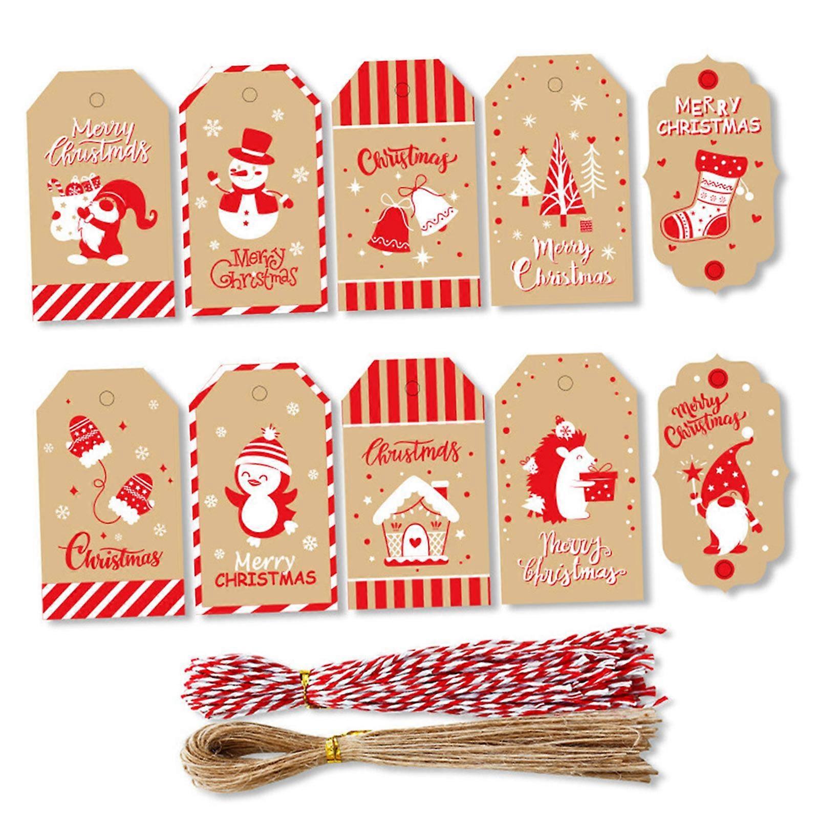 100xクリスマスクリスマスペーパータグホリデーラベルギフトパッキングバッグの装飾