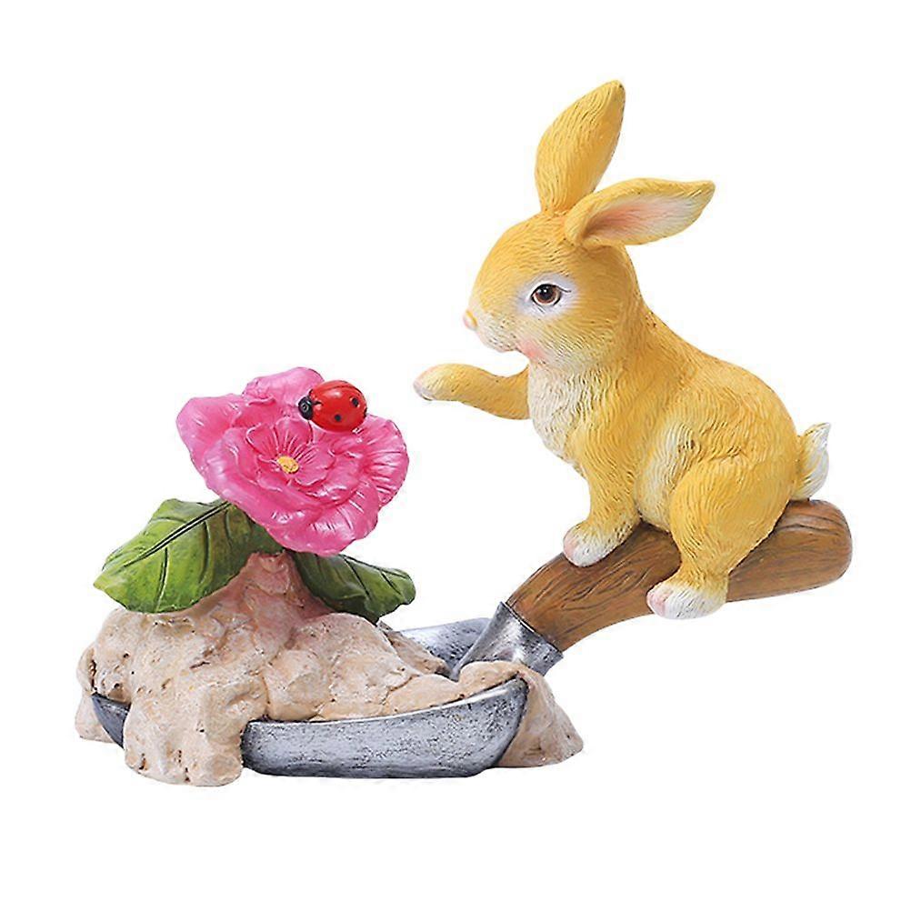 1 Pc Outdoor Rabbit Shape Lamp Resin Rabbit Statue Courtyard Solar Rabbit Light