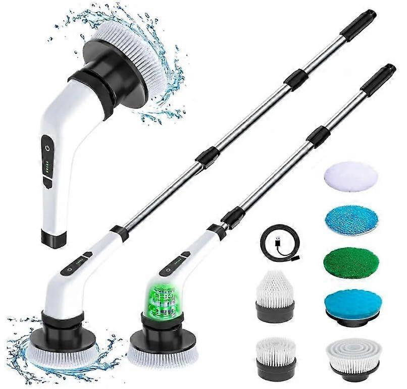 Electric Rechargeable Cordless Spin Scrubber 7 Head AllPurpose Cleaning Mop with Adjustable Handle