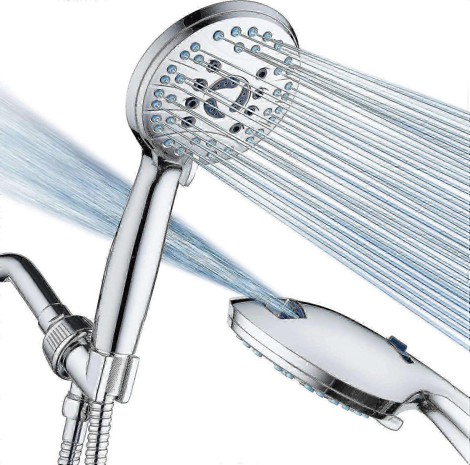 Pomme de douche à main haute pression à 8 modes - buse anti-obstruction, rinçage intensif intégré, acier inoxydable extra long de 6 pi, 1,8 gpm