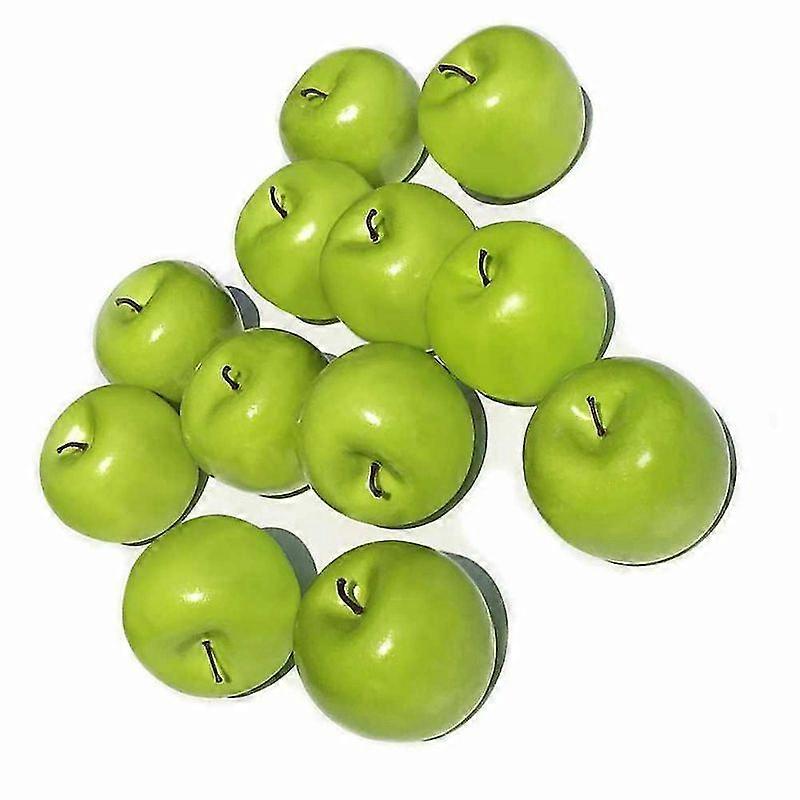 Lebanghui 12 Pcs Simulation Artificial Lifelike Fake Green Apple Set Fake