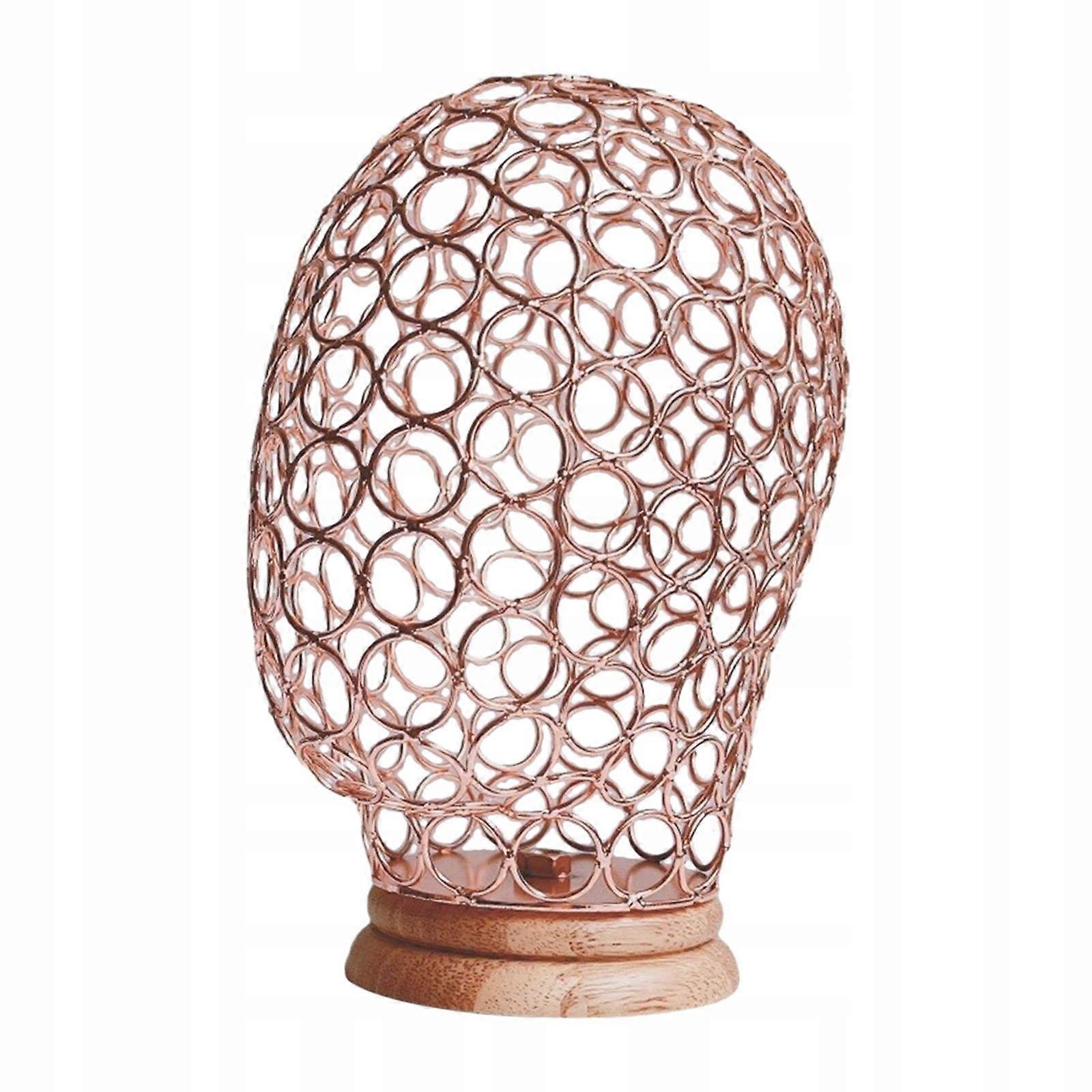 Hat Display Stand, Wig Model With Wooden Base, Rose Gold Metal