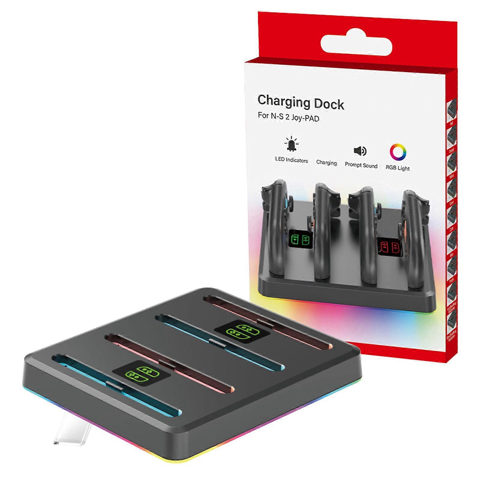 Colorful Controller Charger Stand Holder With Eye Catching Light Display for NS2 Featuring Antislip Design Fast Charging Multicolor