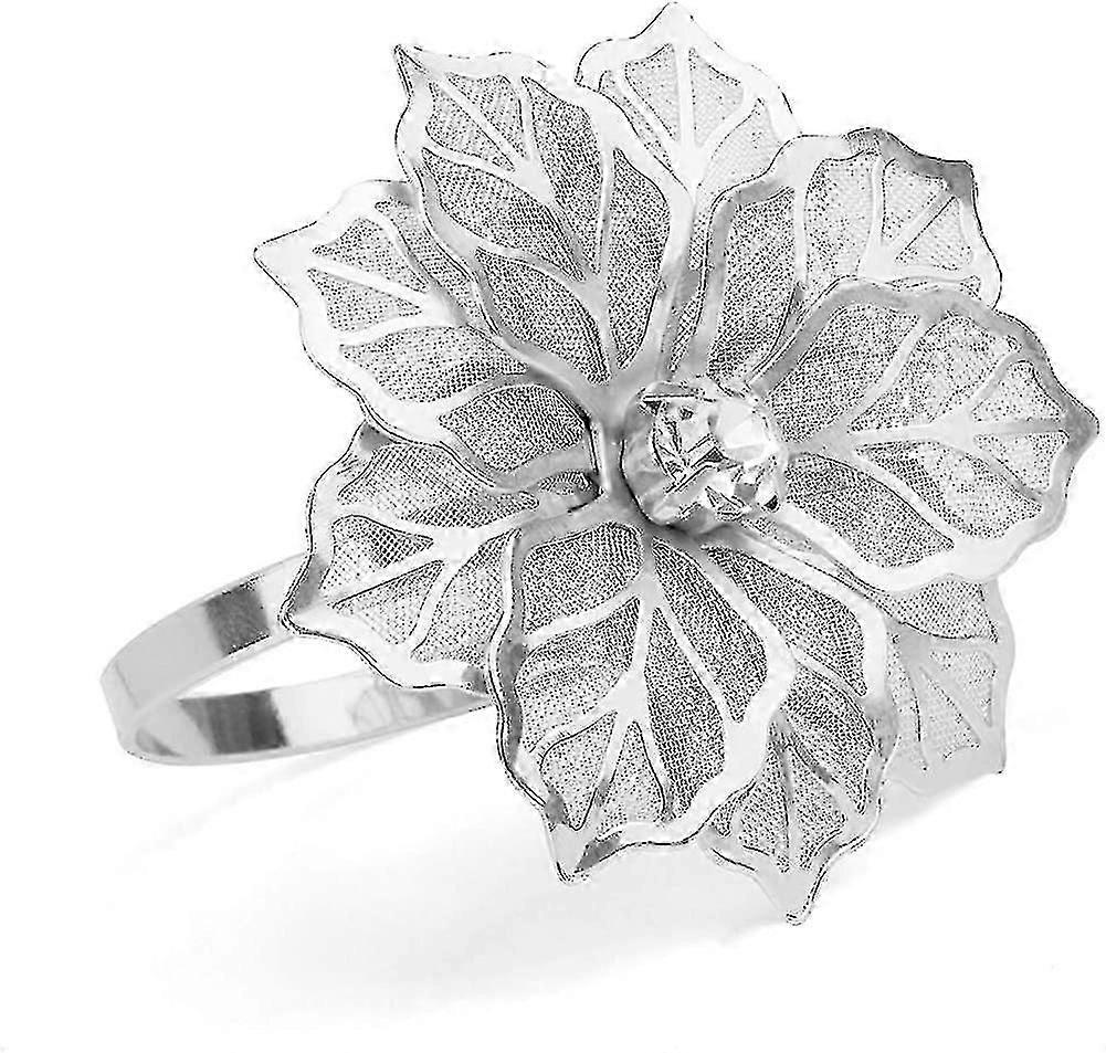 Napkin Rings,set Of 12 Alloy Napkin Rings With Hollow Out Flower Napkin Ring