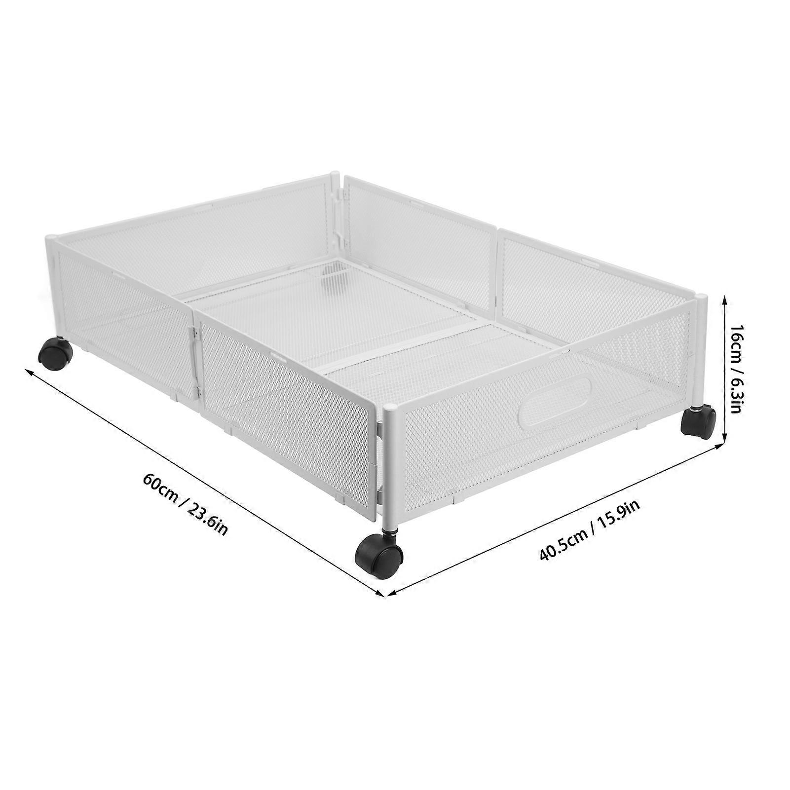 White Under-Bed Storage Drawer with Wheels, Detachable Frame & Grid Design for Organizing Shoes, Clothes, and Toys