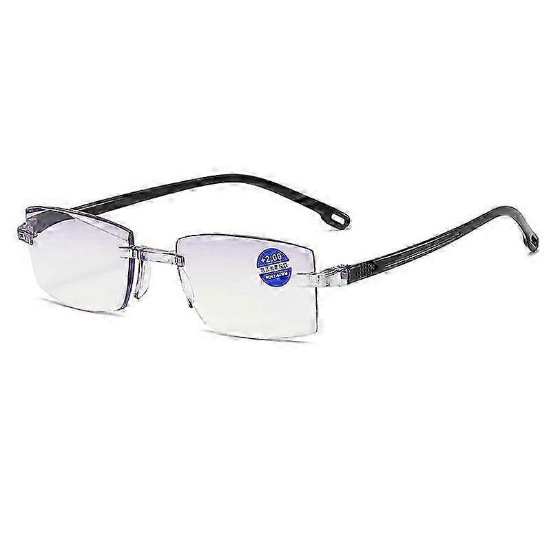 Lunettes de lecture anti-lumière bleue intelligentes pour personnes âgées Lunettes de lecture anti-rayonnement à la mode Lunettes sans cadre à usage lointain et à double usage